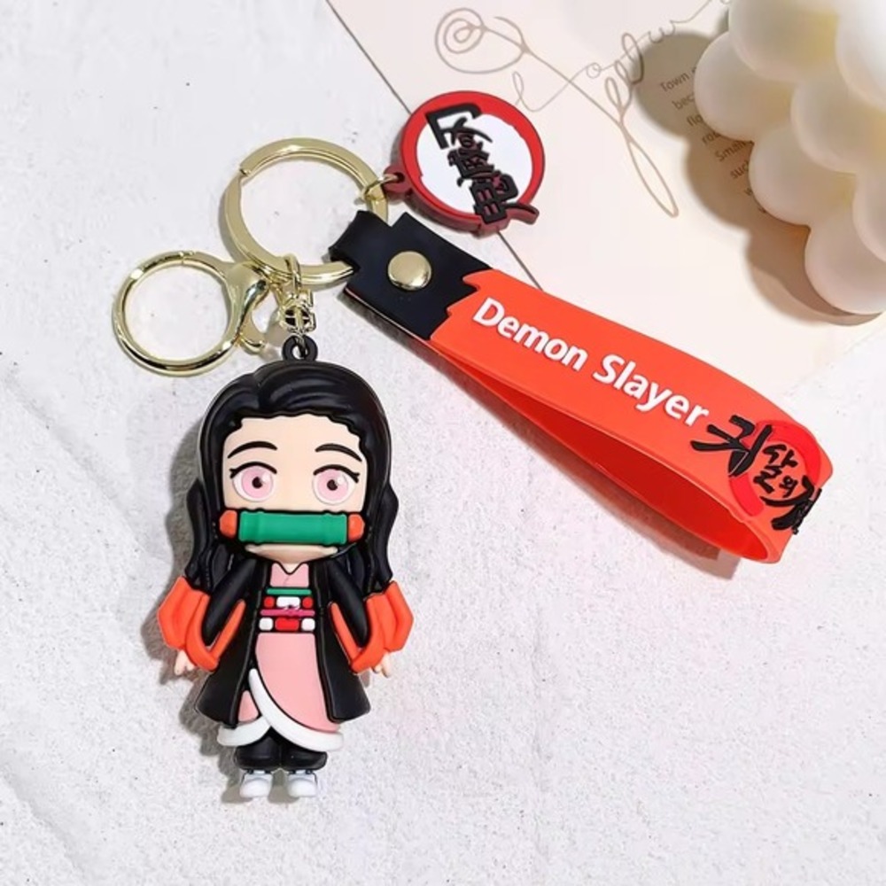 Anime Ghost‎ Slayer Blade Silicone Keychain Soft Rubber Pendant NWT